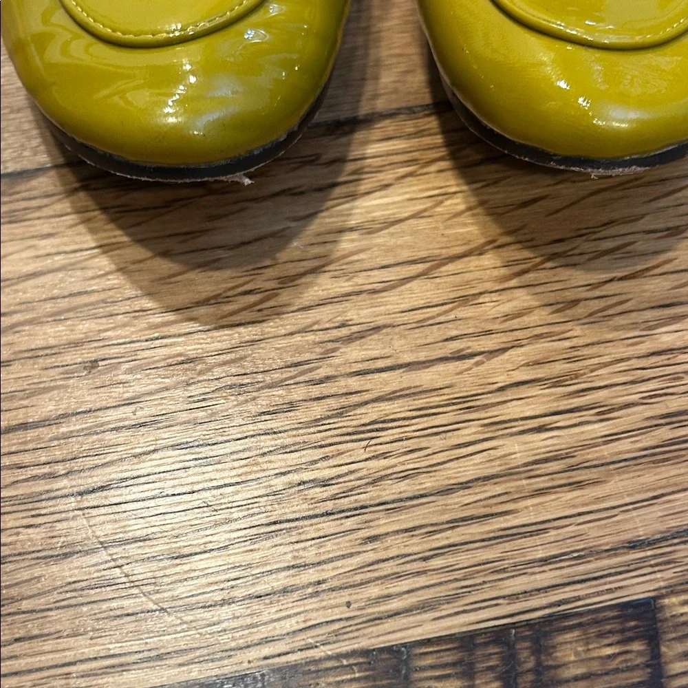 Tory Burch Chartreuse Patent Leather Driver Loafers